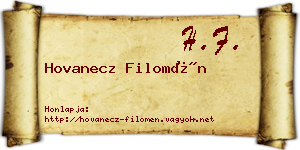 Hovanecz Filomén névjegykártya